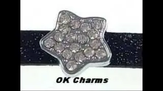 Wholesale Slide Charms for bracelets,Rhinestones Letter Alphabet slide on charms