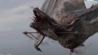 Euron Greyjoy mata Drag&atilde;o Rhaegal GOT 08X04 Kill Dragon 😭