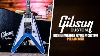 Peach Picks | Gibson Custom Richie Faulkner Flying V Custom Pelham Blue w/Floyd Rose