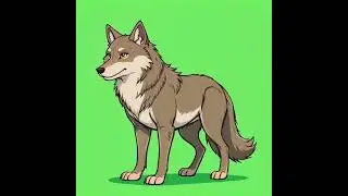 Wolf cartoon green screen 