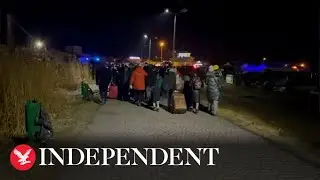 Chaos at Poland border as families with children flee Ukraine amid Russian invasion