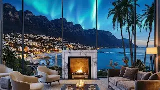 Luxury Chillout Lounge Jazz | Smooth Saxophone, Ocean Sounds, Fireplace Ambience for Deep Relaxation