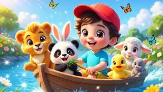 Row Row Row Your Boat 🚣&zwj;♂️ | Cute Animals Boat Ride 🐼🦁🐰 | Fun Nursery Rhyme for Kids