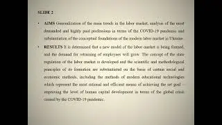 CONCEPTUAL FUNDAMENTALS OF THE LABOR MARKET DEVELOPMENT IN UKRAINE  IN TERMS OF THE COVID 19 PANDEMI