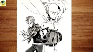 How to draw Saitama and  Genos | One-Punch Man Drawing step by step |  Anime drawing for beginners