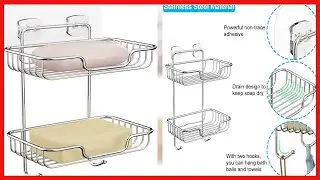 ACEA 2 Tier Soap dish, Stainless steel soap holder with hook, Wall mounted Bar Soap Sponge Holder