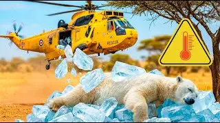 Brave soldiers saved a polar bear in the savanna