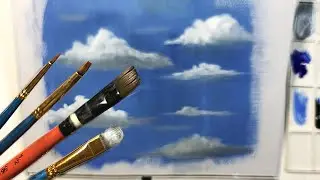 COMO PINTAR NUBES PASO A PASO CON PINTURA ACRILICAS O TEMPERAS - FACIL