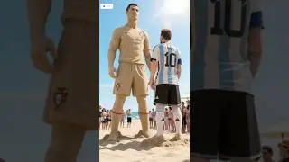 Sand Statue of Ronaldo & Messi 🏖️⚽ #messi #m10 #ronaldo #cr7