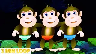 Five Little Monkeys 🐵 [1 Min Loop] | Cute Nursery Rhymes | Fun 3D Animation Kids @LittleDucksMelody