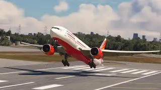 INSANE Short Runway Takeoff!!! Air India Boeing 777 MAX at Full Power!