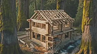 Man builds a 2-story log cabin using only primitive tools | by @ChucTonBinh