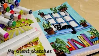 ASMR sketching / Watch me improve #asmr #alcoholmarker #asmrsketching