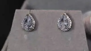 Pear cut diamond earrings, Teardrop diamond ear studs, Pear cut diamond ear studs