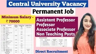 Central University Assistant Professor vacancy December 2021 | Permanent Post | Direct Recruitment