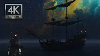 Creaky Wooden Pirate Ship and Relaxing Ocean Sounds, Sleep Ambience