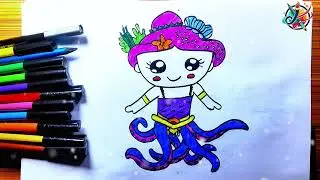 Magical Mermaid and Octopus Drawing  Fantasy Art Tutorial