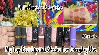 My Top Best Lipstick Shades For Everyday Use | affordable lipstick with numbers & swatches 