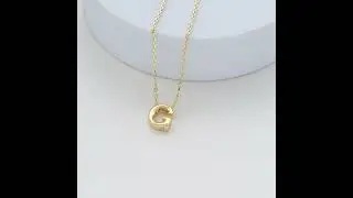 Gold Initial Necklace Letter G Created with Zircondia&reg; Crystals by Philip Jones Jewellery