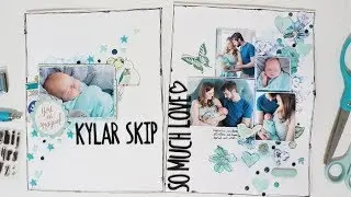 Scraplifting Inkie Quill 8.5 x 11 Scrapbook Layout Process Video with Watercolor Background