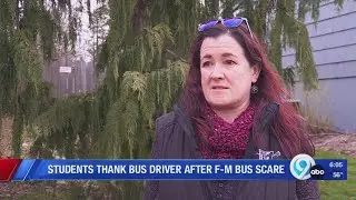Thanking a bus driver in Manlius