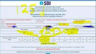 sbi clerk pre my score card  2019