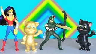 Talking Tom vs Super Heroes / MsDonalds Happy Meal Toys 2016  Говорящий Том Супер Герои SanSanychTV