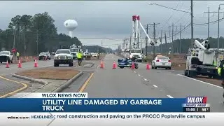 Dump truck snags power lines, closes part of Seaway Road in Gulfport