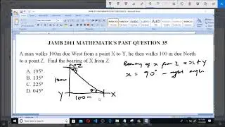 JAMB 2011 MATHEMATICS PAST QUESTION 35 Bearing