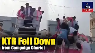 KTR Fell Down from Campaign Chariot | Armoor Election Rally | IND Today
