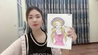 Color the girl with the purple hat