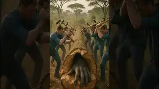 Rescue the gorilla trapped in a large log.#animal #funny #rescueanimals