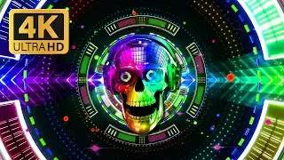 6 Hours 4K UHD Neon Disco Skull Infinite Glow | Beat Synced Background Party