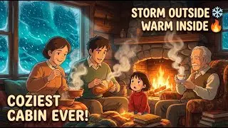Family Soup Night in a Snowstorm Cabin ❄️🔥 Cozy Winter Ghibli-Style Animation