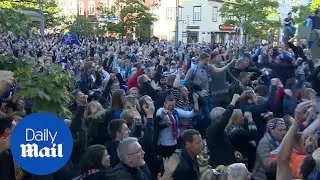 Iceland fans celebrate goal against Portugal Euro 2016 - Daily Mail