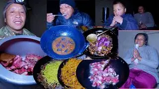 sarmila came with son Sanuwa ||pork at dinner || pork noodles | chicken rice @bhumicooking