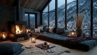 Cozy Snowy Cabin Jazz Ambiance~Расслабляющий джаз зимней ночи и звуки камина