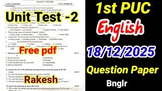1st PUC English Unit Test 2 Question Paper 2025 with answers important questions kseab 