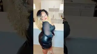 SHEIN ICON Plus Size Heart Neck PU Leather Mesh Long Sleeve Top & Ruched Bodycon Skirt Set 🖤#shien