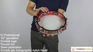 O Profissional 10&rdquo; Pandeiro - Double Ply Nylon Head, Double Lugs - ViradaDrums.com