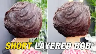 Short Bob With Soft Textured Layers | Modern Layered Bob Haircut Tutorial (Step-by-Step)