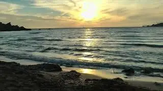 Mediterranean Waves at Sunset | Beach & Sailboat Soundscape (3:32)