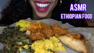 ASMR ETHIOPIAN FOOD: VEGGIE COMBO (Light Whispers) Soft Eating Sounds | ASTR-ASMR