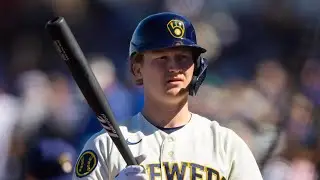 Joey Wiemer hits double in first major league at bat!