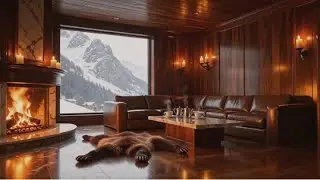 🏔️ Cozy Cabin Ambience : Rugged Mountain View & Crackling Fireplace ( 4K )