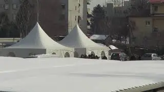 Shoot: Tents in front modular clinic in Skopje
