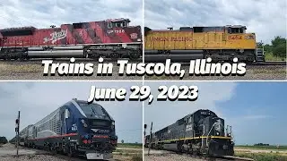 Trains in Tuscola, Illinois. UP 1988, Illinois Central, & More