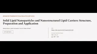 Solid Lipid Nanoparticles and Nanostructured Lipid Carriers: Structure, Preparation a... | RTCL.TV