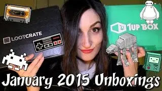 Loot Crate & 1Up Box Unboxings: January 2015 Rewind & Robo Mayhem!!