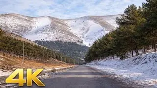 4K Winter Mountain Road Drive | Relaxing Scenic Landscape in Ultra HD